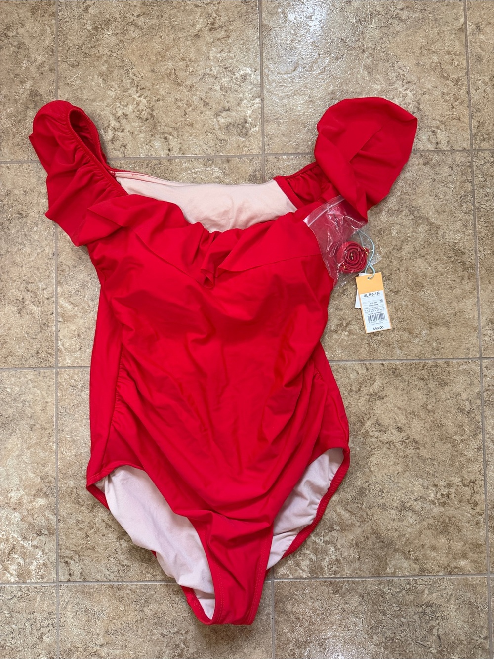 Target Red One-Piece Swimsuit with Ruffle Straps